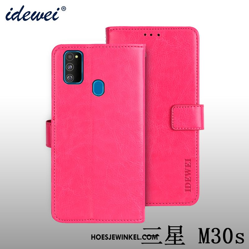 Samsung Galaxy M30s Hoesje Zacht Leren Etui Hemming, Samsung Galaxy M30s Hoesje Clamshell Portemonnee Braun