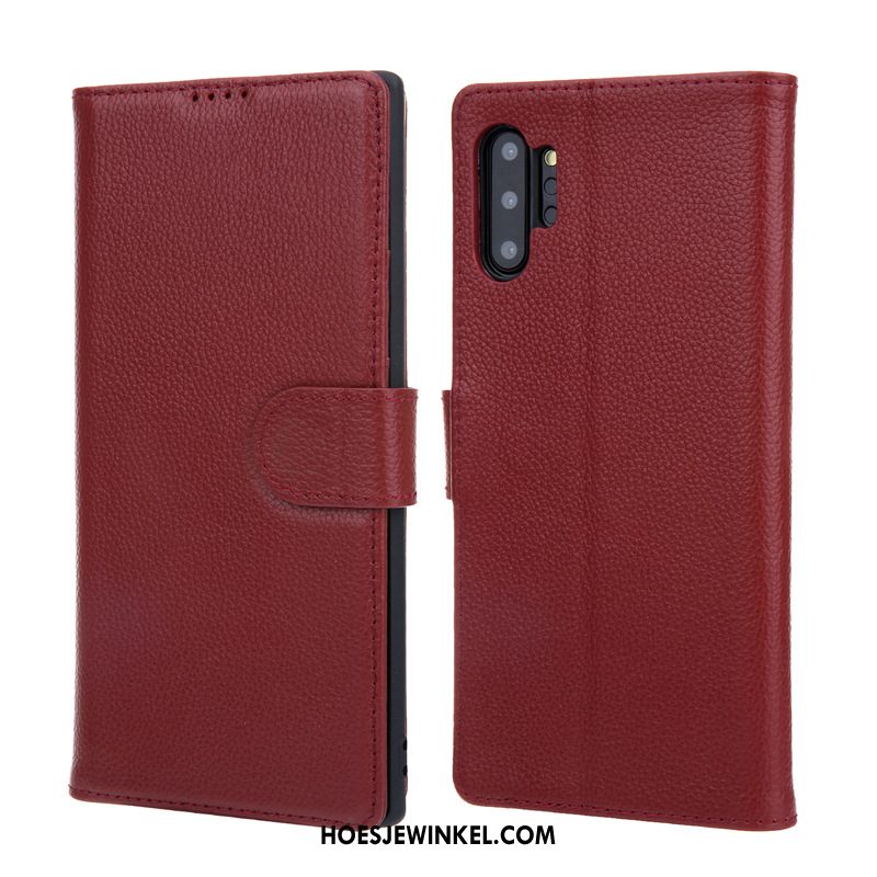 Samsung Galaxy Note 10+ Hoesje Folio Leren Etui Ster, Samsung Galaxy Note 10+ Hoesje Mobiele Telefoon Braun