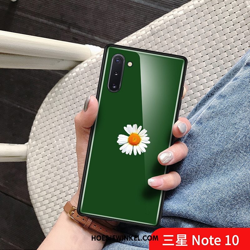 Samsung Galaxy Note 10 Hoesje Glas Zwart Ster, Samsung Galaxy Note 10 Hoesje Chinese Stijl Madeliefjes