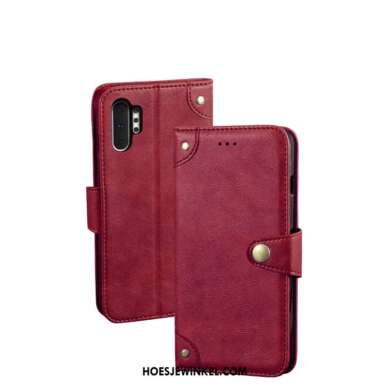 Samsung Galaxy Note 10+ Hoesje Hoes Folio Portemonnee, Samsung Galaxy Note 10+ Hoesje Blauw Vintage