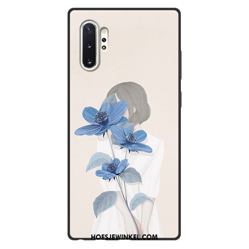 Samsung Galaxy Note 10+ Hoesje Kunst Vers Hanger, Samsung Galaxy Note 10+ Hoesje Siliconen Blauw