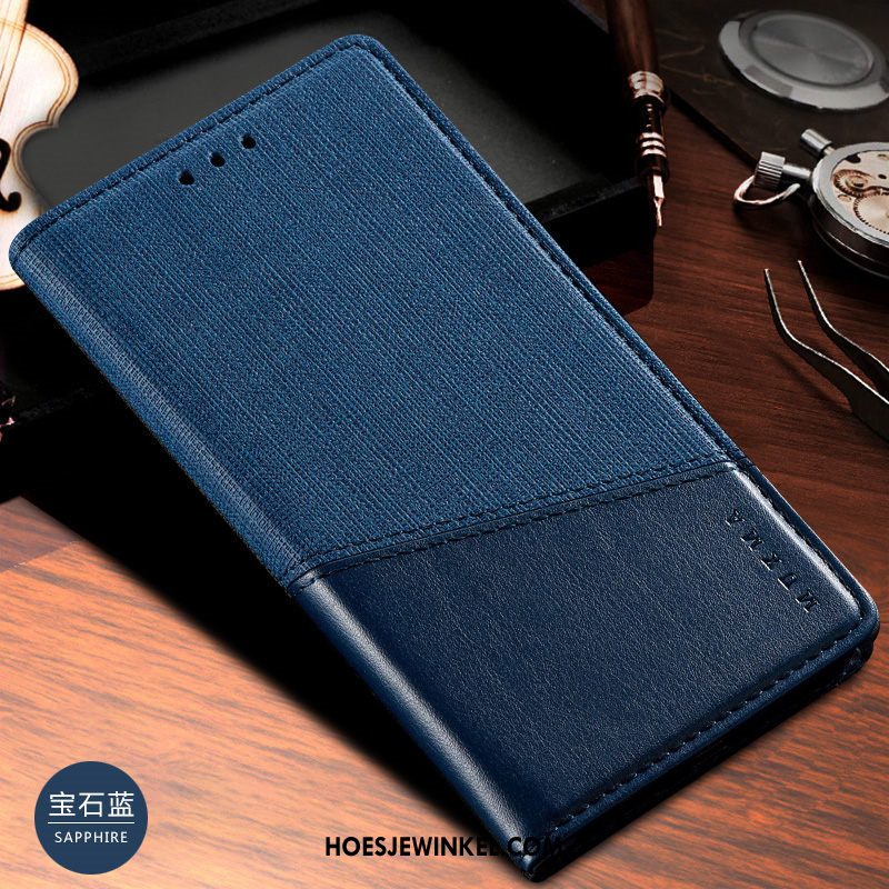 Samsung Galaxy Note 10+ Hoesje Leren Etui Mobiele Telefoon Bescherming, Samsung Galaxy Note 10+ Hoesje Clamshell Doek