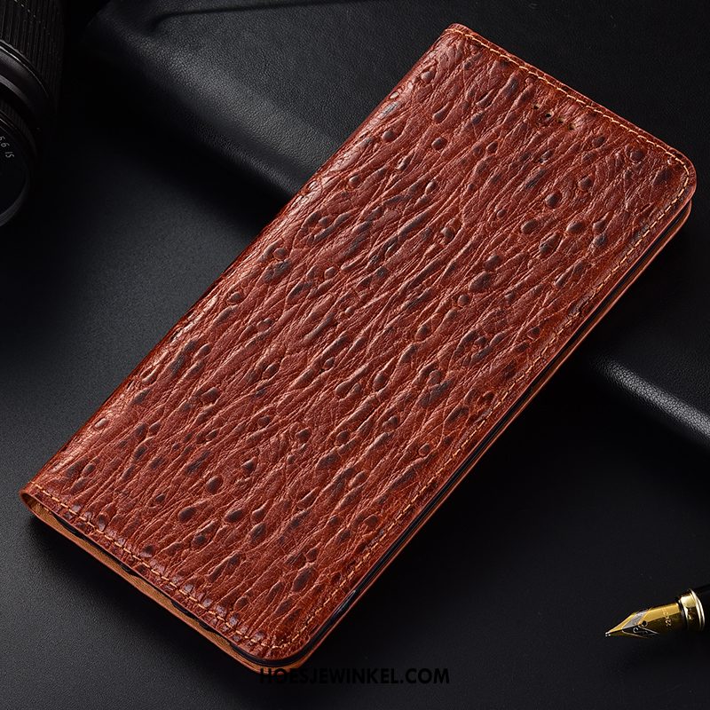 Samsung Galaxy Note 10+ Hoesje Leren Etui Rood Bescherming, Samsung Galaxy Note 10+ Hoesje Vogel Folio