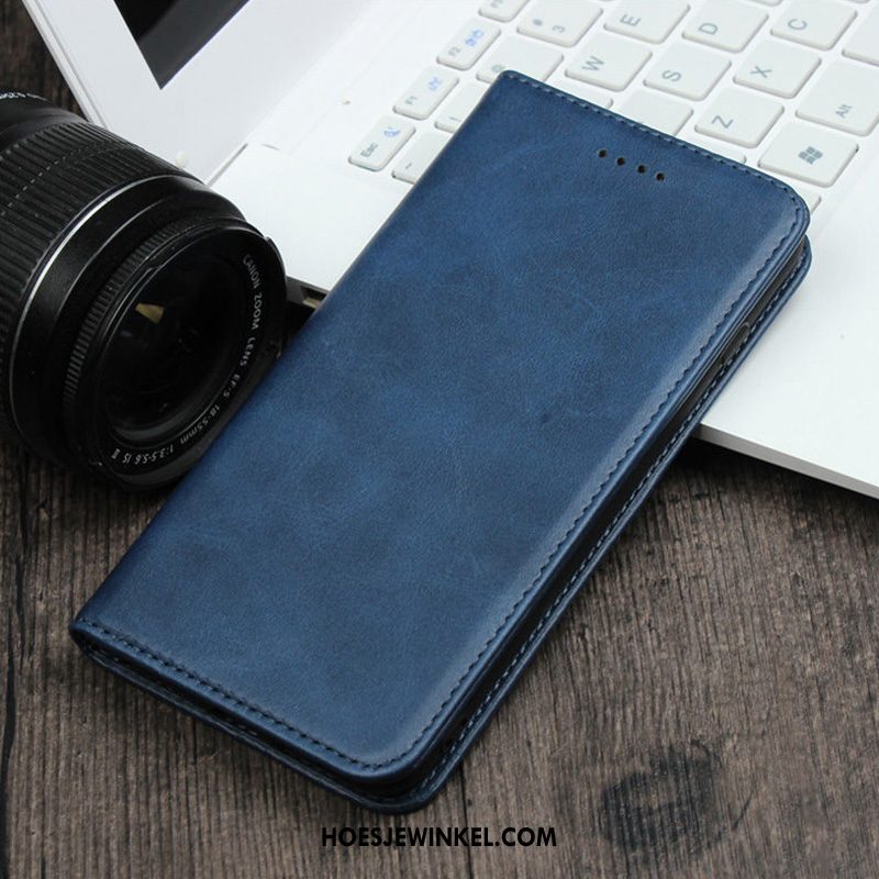 Samsung Galaxy Note 10 Hoesje Mobiele Telefoon Leren Etui Bedrijf, Samsung Galaxy Note 10 Hoesje Folio Zwart