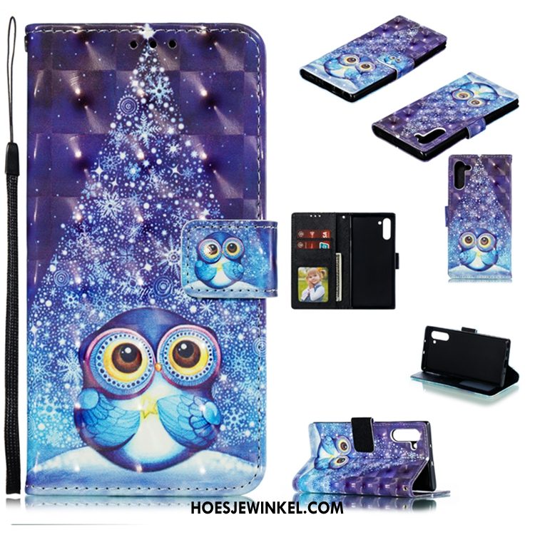 Samsung Galaxy Note 10 Hoesje Mobiele Telefoon Ster Leren Etui, Samsung Galaxy Note 10 Hoesje Blauw Folio