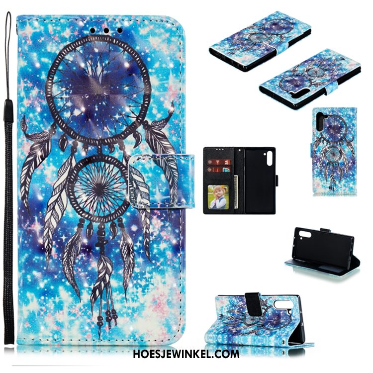 Samsung Galaxy Note 10 Hoesje Mobiele Telefoon Ster Leren Etui, Samsung Galaxy Note 10 Hoesje Blauw Folio