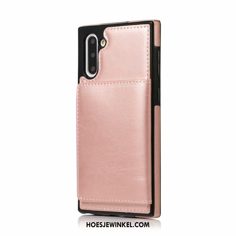 Samsung Galaxy Note 10 Hoesje Ondersteuning Portemonnee All Inclusive, Samsung Galaxy Note 10 Hoesje Leren Etui Mobiele Telefoon Braun