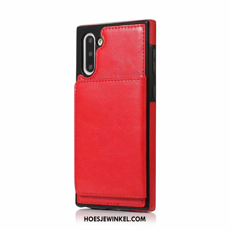 Samsung Galaxy Note 10 Hoesje Ondersteuning Portemonnee All Inclusive, Samsung Galaxy Note 10 Hoesje Leren Etui Mobiele Telefoon Braun