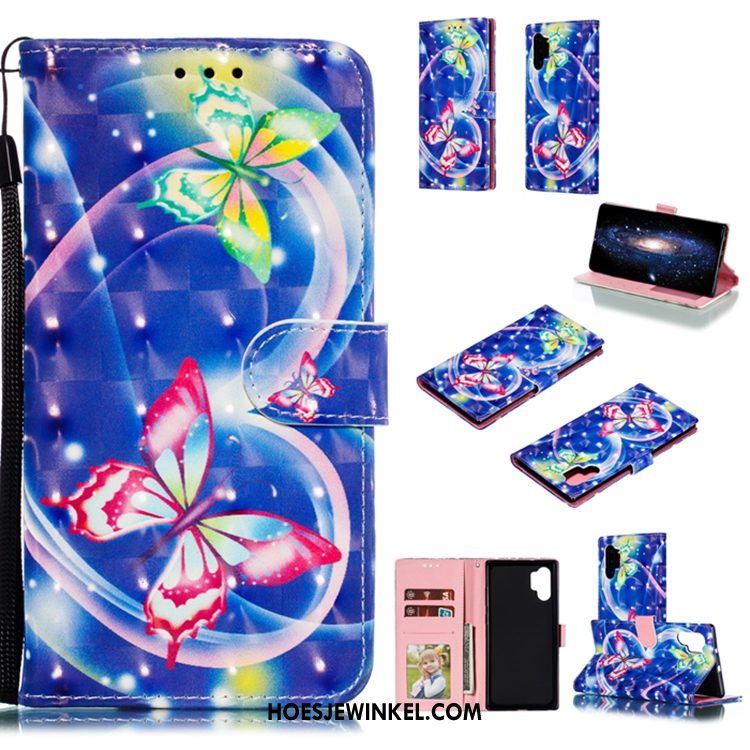 Samsung Galaxy Note 10+ Hoesje Roze Mobiele Telefoon Ster, Samsung Galaxy Note 10+ Hoesje Leren Etui