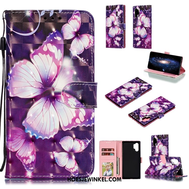 Samsung Galaxy Note 10+ Hoesje Roze Mobiele Telefoon Ster, Samsung Galaxy Note 10+ Hoesje Leren Etui