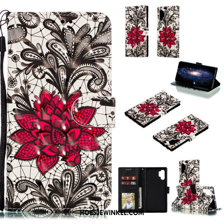 Samsung Galaxy Note 10+ Hoesje Roze Mobiele Telefoon Ster, Samsung Galaxy Note 10+ Hoesje Leren Etui