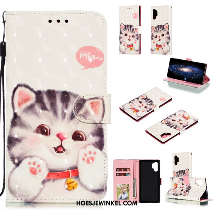 Samsung Galaxy Note 10+ Hoesje Roze Mobiele Telefoon Ster, Samsung Galaxy Note 10+ Hoesje Leren Etui