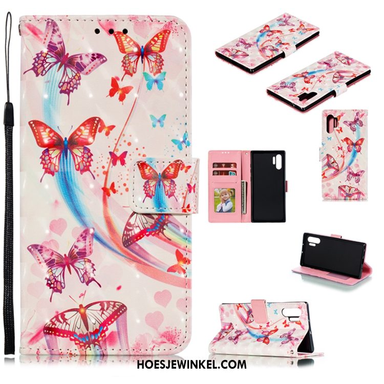 Samsung Galaxy Note 10+ Hoesje Ster Folio Leren Etui, Samsung Galaxy Note 10+ Hoesje Mobiele Telefoon Purper