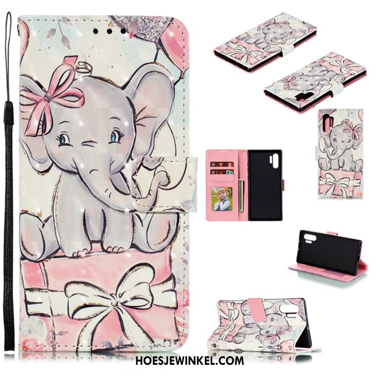 Samsung Galaxy Note 10+ Hoesje Ster Folio Leren Etui, Samsung Galaxy Note 10+ Hoesje Mobiele Telefoon Purper