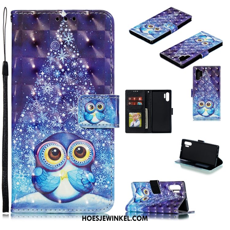 Samsung Galaxy Note 10+ Hoesje Ster Folio Leren Etui, Samsung Galaxy Note 10+ Hoesje Mobiele Telefoon Purper