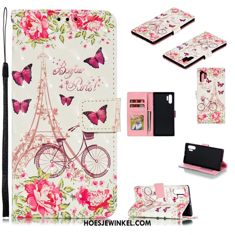 Samsung Galaxy Note 10+ Hoesje Ster Folio Leren Etui, Samsung Galaxy Note 10+ Hoesje Mobiele Telefoon Purper