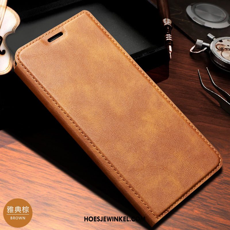 Samsung Galaxy Note 10 Hoesje Ster Mobiele Telefoon Folio, Samsung Galaxy Note 10 Hoesje Leren Etui Bescherming Braun