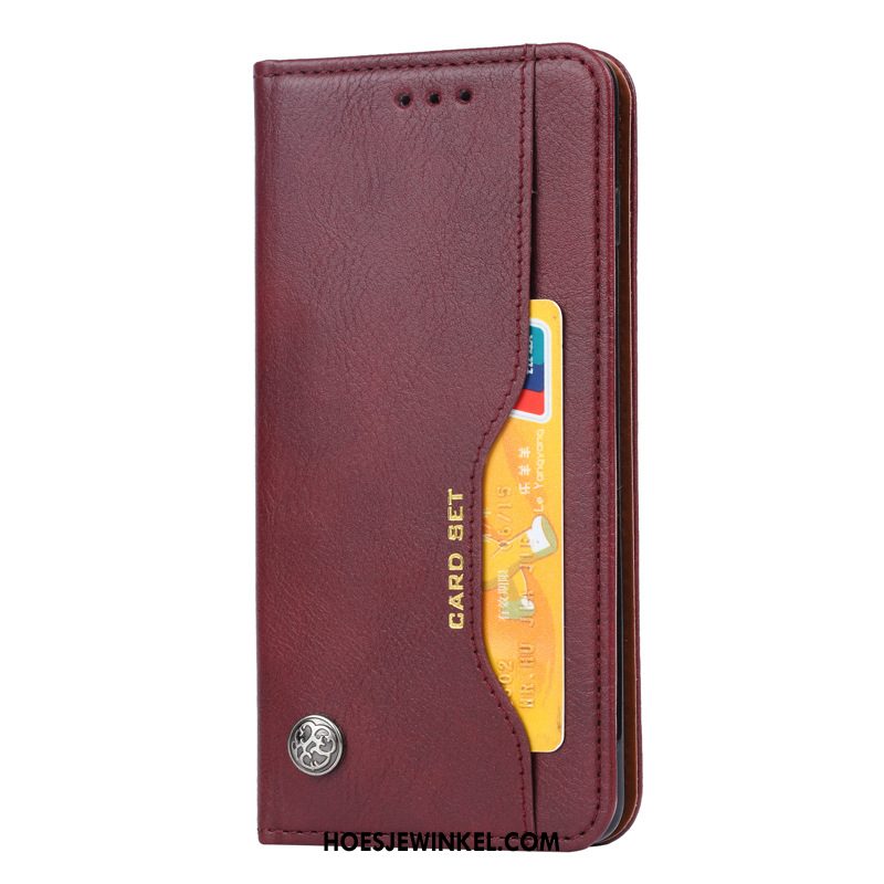 Samsung Galaxy Note 10+ Hoesje Zwart Ster Leren Etui, Samsung Galaxy Note 10+ Hoesje Mobiele Telefoon