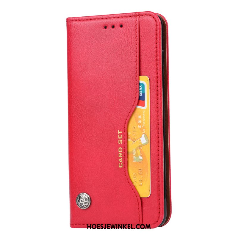 Samsung Galaxy Note 10+ Hoesje Zwart Ster Leren Etui, Samsung Galaxy Note 10+ Hoesje Mobiele Telefoon