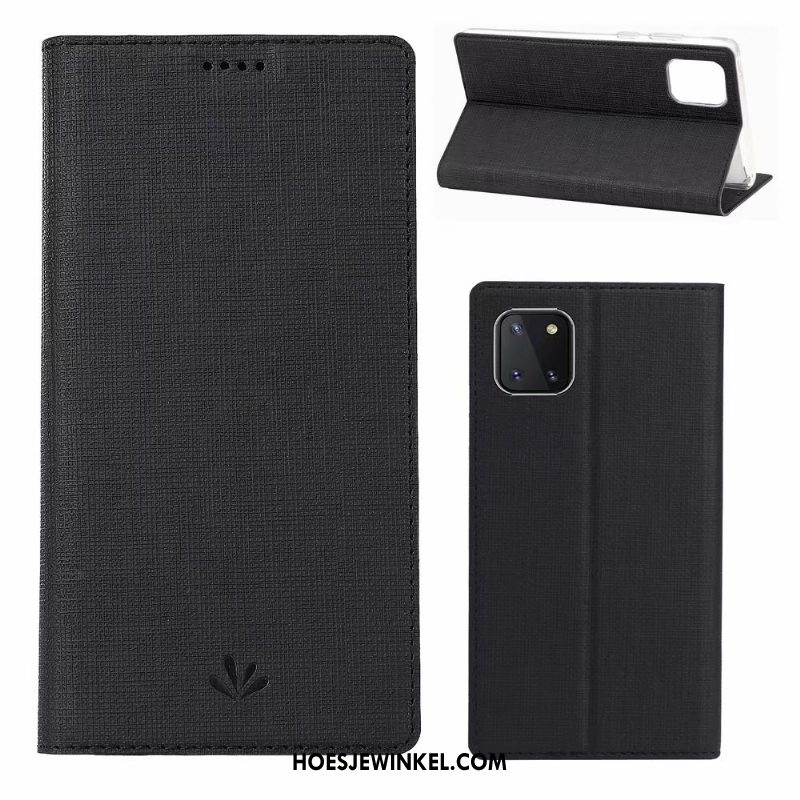 Samsung Galaxy Note 10 Lite Hoesje Folio Leren Etui Ster, Samsung Galaxy Note 10 Lite Hoesje Kaart Doek