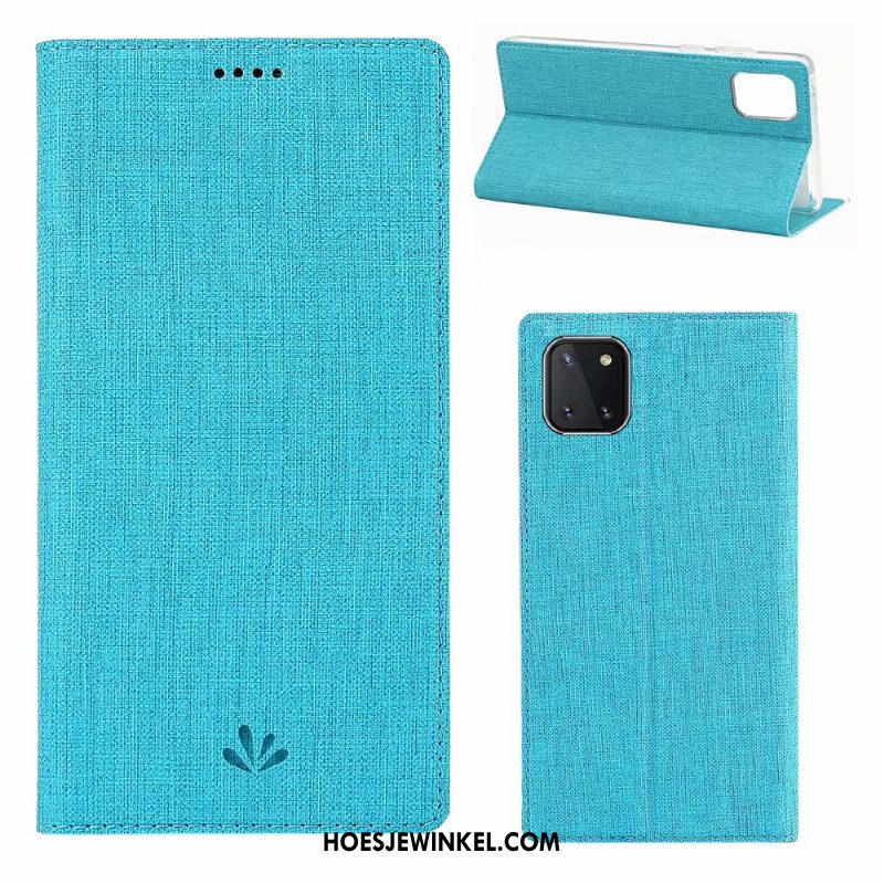 Samsung Galaxy Note 10 Lite Hoesje Folio Leren Etui Ster, Samsung Galaxy Note 10 Lite Hoesje Kaart Doek