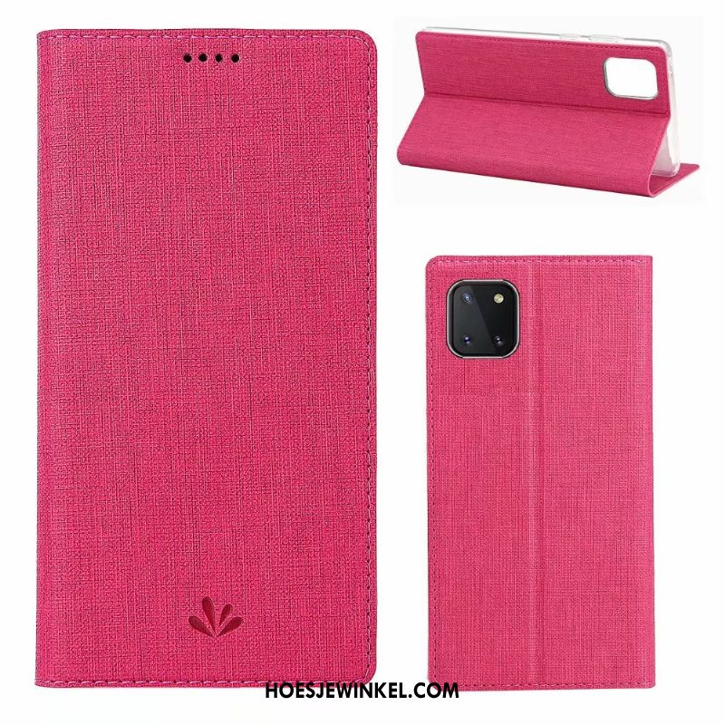 Samsung Galaxy Note 10 Lite Hoesje Folio Leren Etui Ster, Samsung Galaxy Note 10 Lite Hoesje Kaart Doek