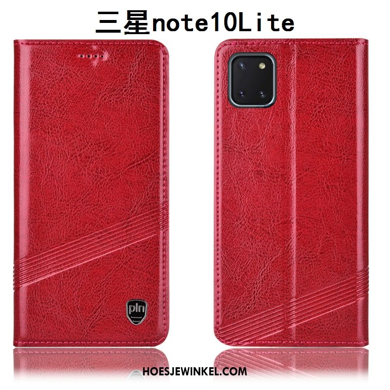 Samsung Galaxy Note 10 Lite Hoesje Folio Ster Anti-fall, Samsung Galaxy Note 10 Lite Hoesje Bescherming Rood