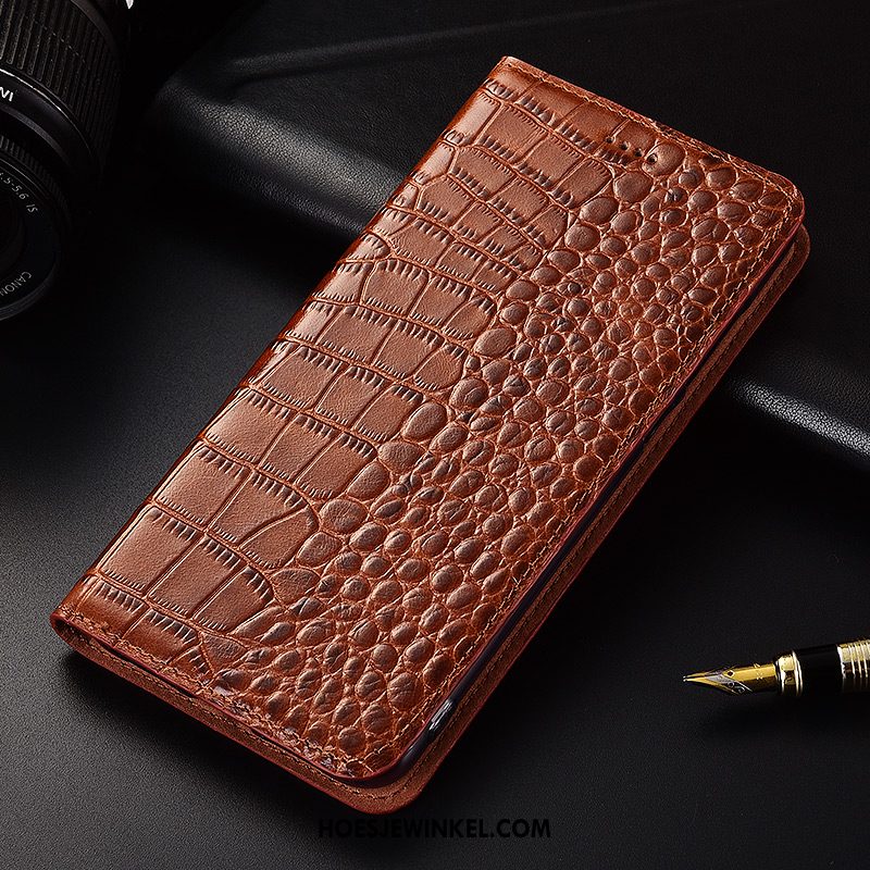 Samsung Galaxy Note 4 Hoesje Bescherming Anti-fall Krokodil, Samsung Galaxy Note 4 Hoesje Leren Etui Hoes Braun