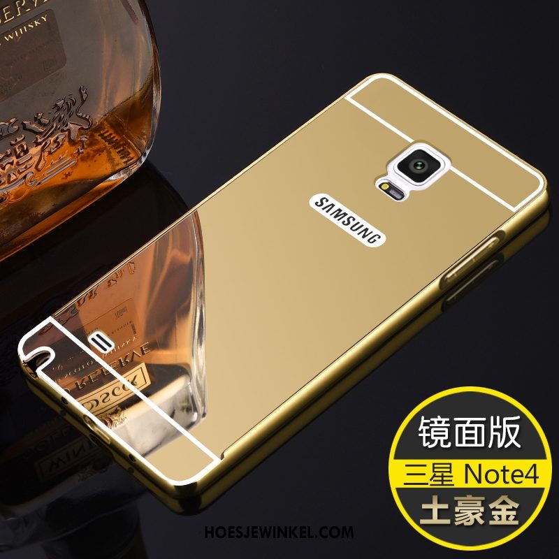 Samsung Galaxy Note 4 Hoesje Bescherming Spiegel Ster, Samsung Galaxy Note 4 Hoesje Hoes Rose Goud