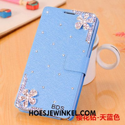 Samsung Galaxy Note 4 Hoesje Blauw Mobiele Telefoon Bescherming, Samsung Galaxy Note 4 Hoesje Clamshell Leren Etui