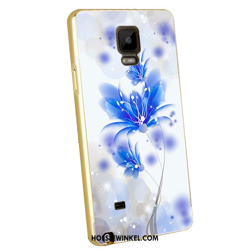 Samsung Galaxy Note 4 Hoesje Metaal Omlijsting Blauw, Samsung Galaxy Note 4 Hoesje Reliëf Mobiele Telefoon