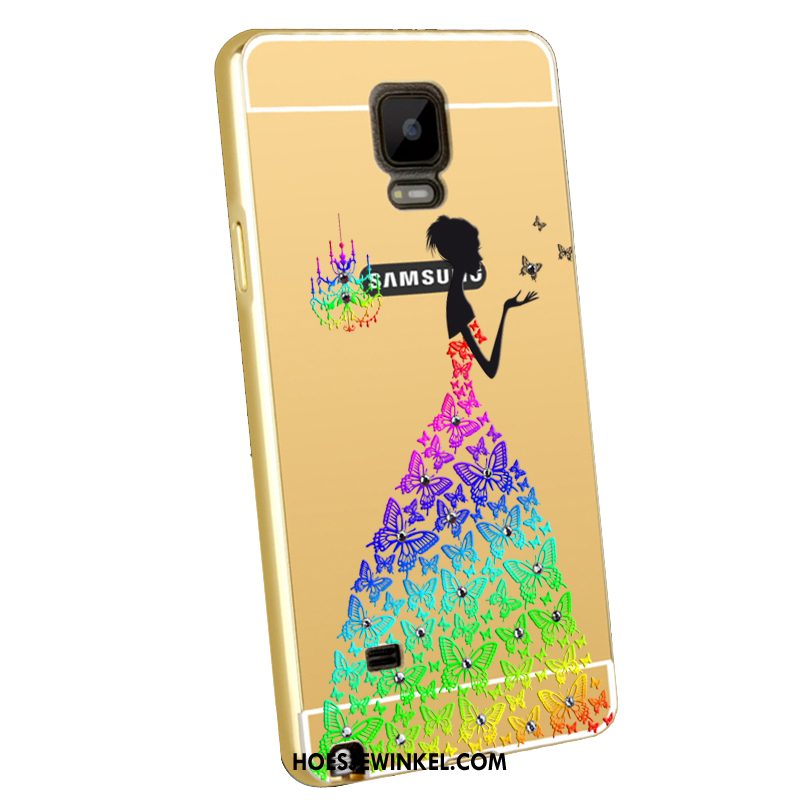 Samsung Galaxy Note 4 Hoesje Metaal Omlijsting Blauw, Samsung Galaxy Note 4 Hoesje Reliëf Mobiele Telefoon