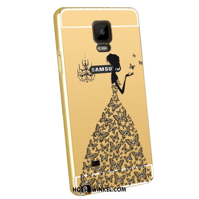 Samsung Galaxy Note 4 Hoesje Metaal Omlijsting Blauw, Samsung Galaxy Note 4 Hoesje Reliëf Mobiele Telefoon