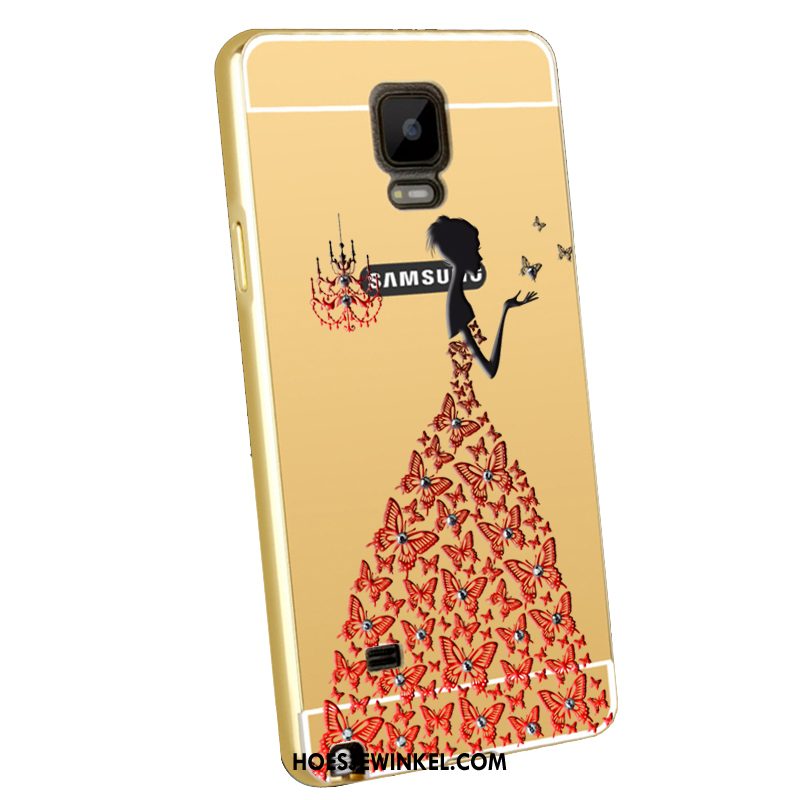 Samsung Galaxy Note 4 Hoesje Metaal Omlijsting Blauw, Samsung Galaxy Note 4 Hoesje Reliëf Mobiele Telefoon