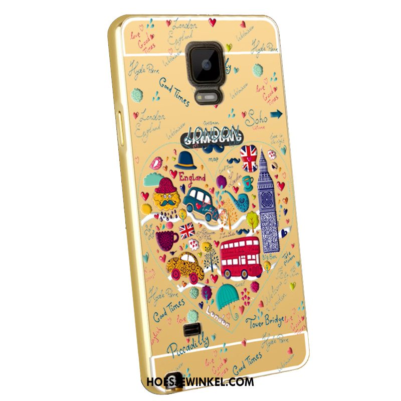 Samsung Galaxy Note 4 Hoesje Metaal Omlijsting Blauw, Samsung Galaxy Note 4 Hoesje Reliëf Mobiele Telefoon