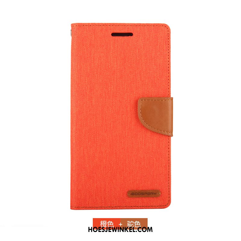 Samsung Galaxy Note 4 Hoesje Portemonnee Canvas Mobiele Telefoon, Samsung Galaxy Note 4 Hoesje Blauw Folio