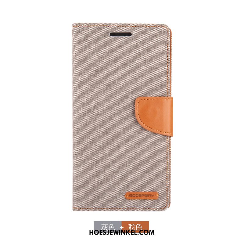 Samsung Galaxy Note 4 Hoesje Portemonnee Canvas Mobiele Telefoon, Samsung Galaxy Note 4 Hoesje Blauw Folio