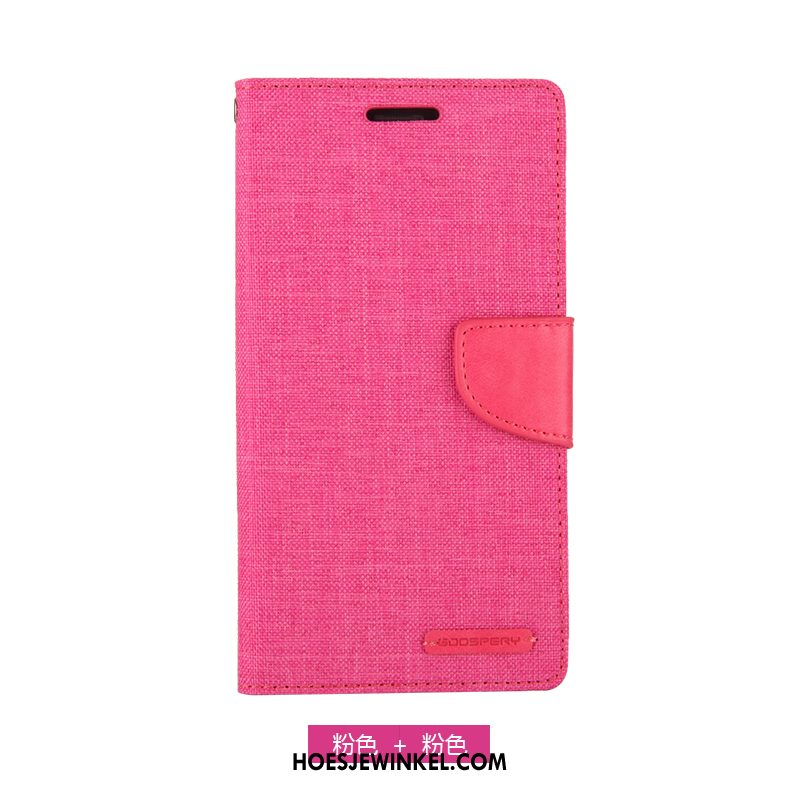 Samsung Galaxy Note 4 Hoesje Portemonnee Canvas Mobiele Telefoon, Samsung Galaxy Note 4 Hoesje Blauw Folio