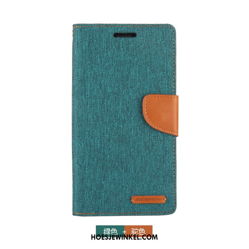 Samsung Galaxy Note 4 Hoesje Portemonnee Canvas Mobiele Telefoon, Samsung Galaxy Note 4 Hoesje Blauw Folio