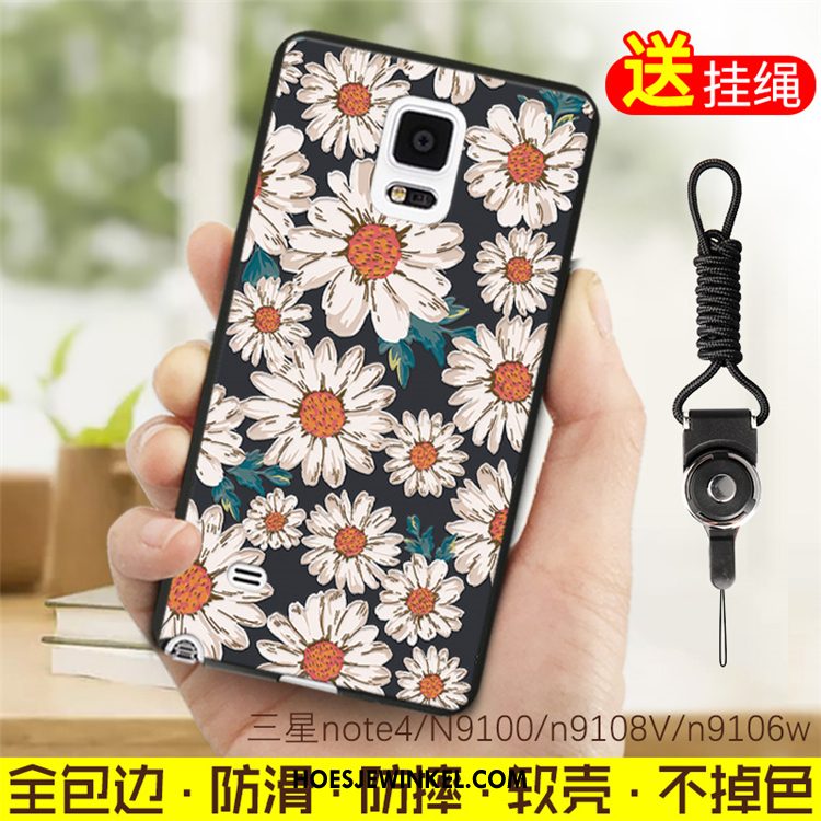 Samsung Galaxy Note 4 Hoesje Siliconen Kunstleer Hoes, Samsung Galaxy Note 4 Hoesje Blauw Ster