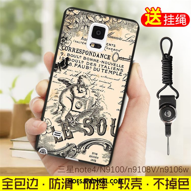 Samsung Galaxy Note 4 Hoesje Siliconen Kunstleer Hoes, Samsung Galaxy Note 4 Hoesje Blauw Ster