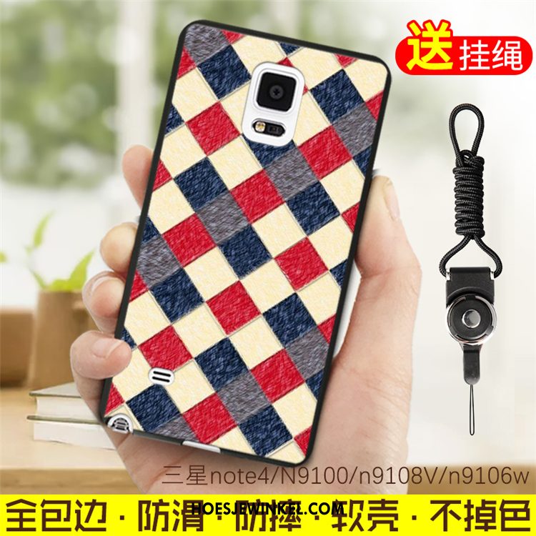 Samsung Galaxy Note 4 Hoesje Siliconen Kunstleer Hoes, Samsung Galaxy Note 4 Hoesje Blauw Ster