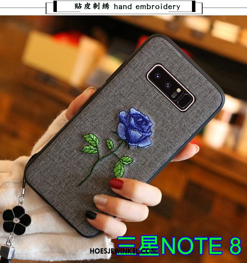 Samsung Galaxy Note 8 Hoesje Bescherming Borduurwerk Siliconen, Samsung Galaxy Note 8 Hoesje Grijs All Inclusive