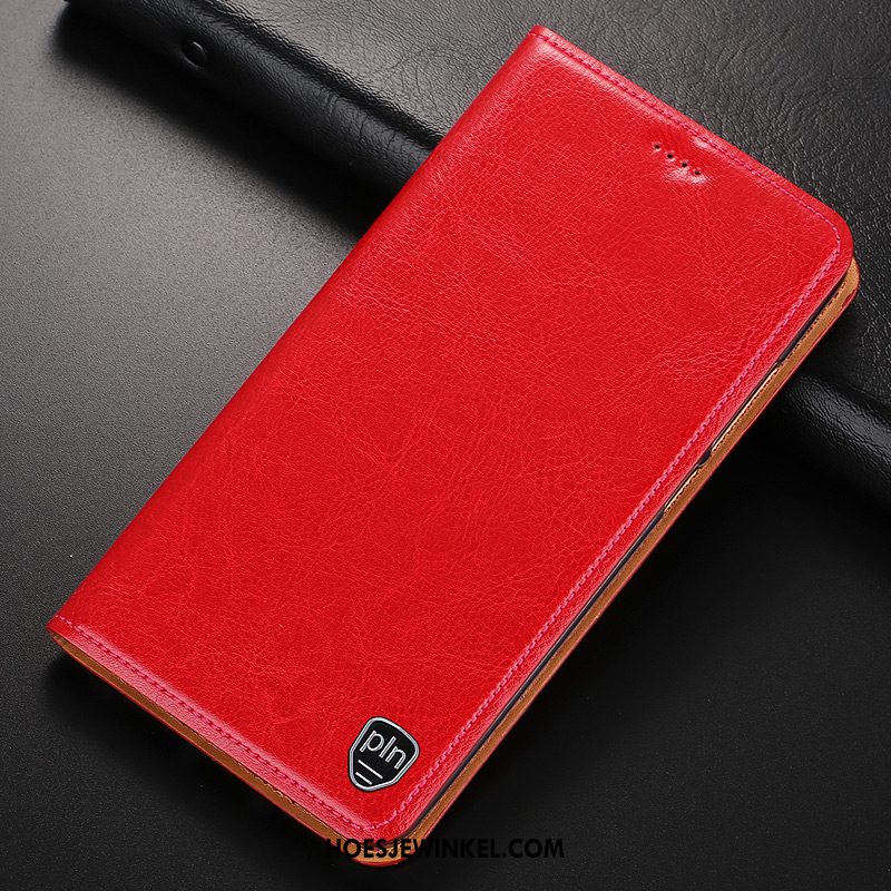 Samsung Galaxy Note 8 Hoesje Echt Leer Rood Folio, Samsung Galaxy Note 8 Hoesje Hoes Ster