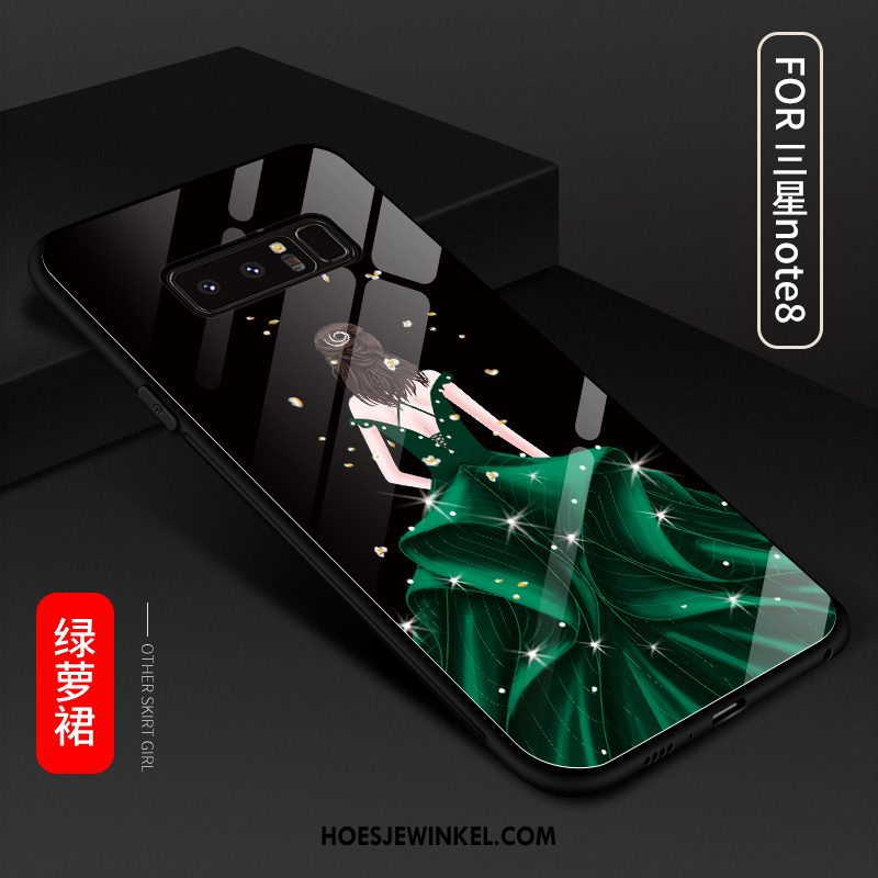 Samsung Galaxy Note 8 Hoesje Groen Glas Ster, Samsung Galaxy Note 8 Hoesje Hoes Anti-fall