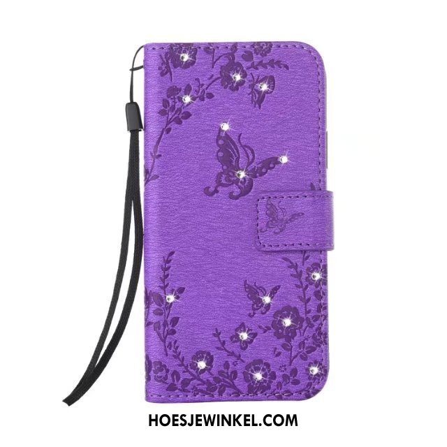 Samsung Galaxy Note 8 Hoesje Hanger Leren Etui Met Strass, Samsung Galaxy Note 8 Hoesje Portemonnee Mobiele Telefoon