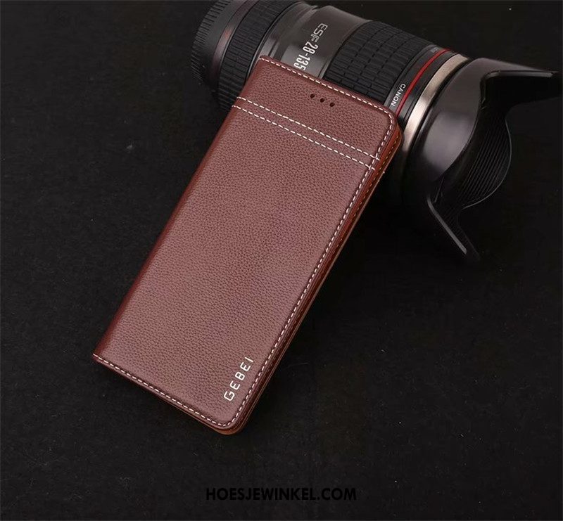 Samsung Galaxy Note 8 Hoesje Leren Etui Echt Leer Khaki, Samsung Galaxy Note 8 Hoesje Hoes Mobiele Telefoon