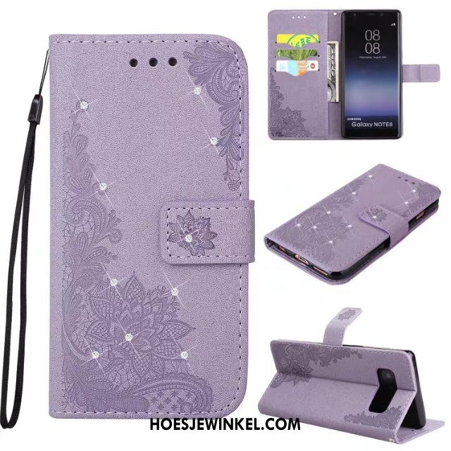 Samsung Galaxy Note 8 Hoesje Leren Etui Hoes Folio, Samsung Galaxy Note 8 Hoesje Met Strass Bescherming