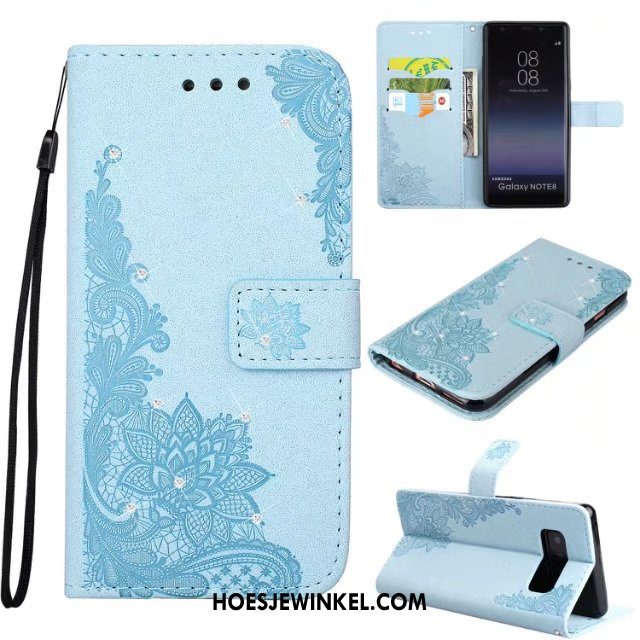 Samsung Galaxy Note 8 Hoesje Leren Etui Hoes Folio, Samsung Galaxy Note 8 Hoesje Met Strass Bescherming