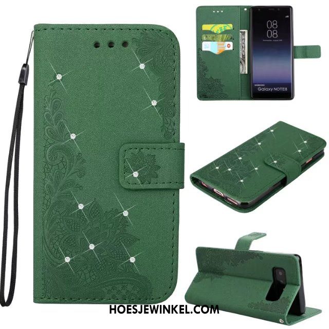 Samsung Galaxy Note 8 Hoesje Leren Etui Hoes Folio, Samsung Galaxy Note 8 Hoesje Met Strass Bescherming